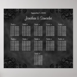 Hibiskus Black 11 Tables Hochzeitssattel Poster