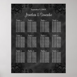 Hibiskus Black 12 Tables Hochzeitsdiagramm Poster