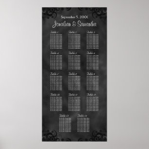 Hibiskus Black 14 Tables Hochzeitsdiagramm Poster