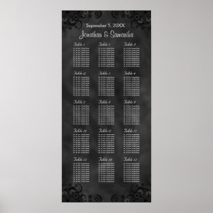 Hibiskus Black 15 Tables Hochzeitsdiagramm Poster