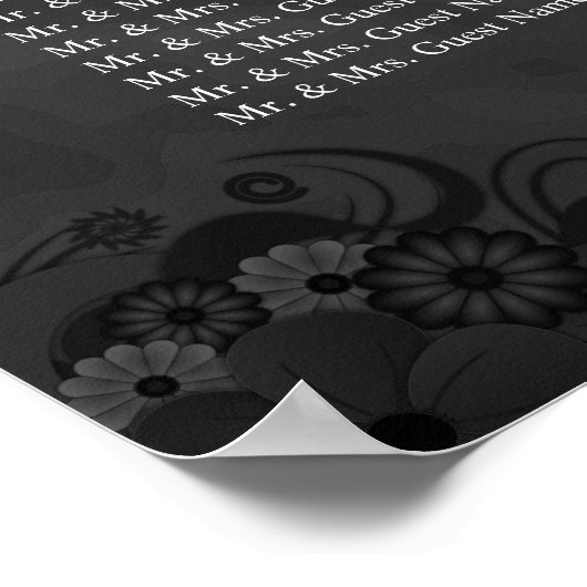 Hibiskus Black 8 Tables Hochzeitstabelle Poster (Ecke)