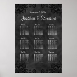 Hibiskus Black 9 Tables Hochzeitstabelle Poster