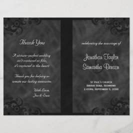 Hibiskus Black Floral Goth Folded Hochzeitsprogram