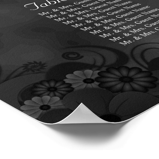 Hibiskus Black Wedding 15 Tables Sitzdiagramm Poster (Ecke)