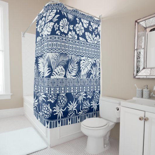 Hibiskus, Blätter: hawaiianische Tapete. Duschvorhang (Beispiel)