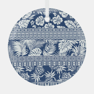 Hibiskus, Blätter: hawaiianische Tapete. Ornament Aus Glas
