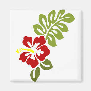 Hibiskus Blossom Leaf Rote blühende Natur Magnet