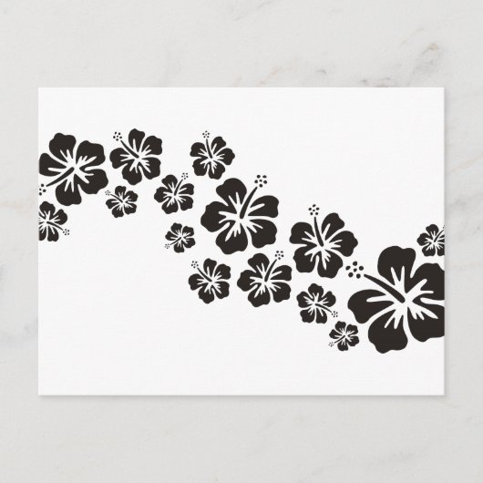 Hibiskus blüht in Schwarz Postkarte (Vorderseite)