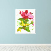 Hibiskus Blume - Aquarellfarbe 2 Leinwanddruck (Insitu (Holzboden))