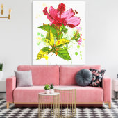 Hibiskus Blume - Aquarellfarbe 2 Leinwanddruck (Insitu (Wohnzimmer))