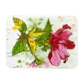 Hibiskus Blume - Aquarellfarbe Magnet (Horizontal)
