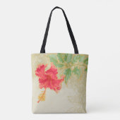 Hibiskus-Blume auf getontem Hintergrund Tasche (Rückseite)