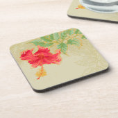 Hibiskus-Blume auf getontem Hintergrund Untersetzer (Linke Seite)