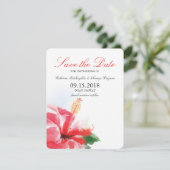 Hibiskus Blume Breeze Wasserfarbe | SAVE THE DATE (Stehend Vorderseite)