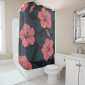 Hibiskus Blume: dunkle, nahtlose Tapete. Duschvorhang (Beispiel)