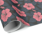 Hibiskus Blume: dunkle, nahtlose Tapete. Geschenkpapier (Rolleneckpunkt)