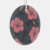 Hibiskus Blume: dunkle, nahtlose Tapete. Ornament Aus Glas (Vorderseite Rechts)