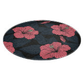 Hibiskus Blume: dunkle, nahtlose Tapete. Schneidebrett (Ecke)