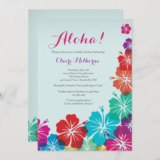 Hibiskus Blume Einladung (Vorne/Hinten)