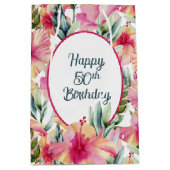 Hibiskus Blume für 50. Geburtstag Mittlere Geschenktüte (Vorderseite)