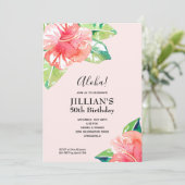 Hibiskus Blume Geburtstag Einladung (Stehend Vorderseite)
