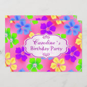 Hibiskus Blume Geburtstagspartei Save The Date (Vorne/Hinten)