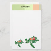 Hibiskus Blume Meeresschildkröte, stationär Briefpapier (Vorne/Hinten)