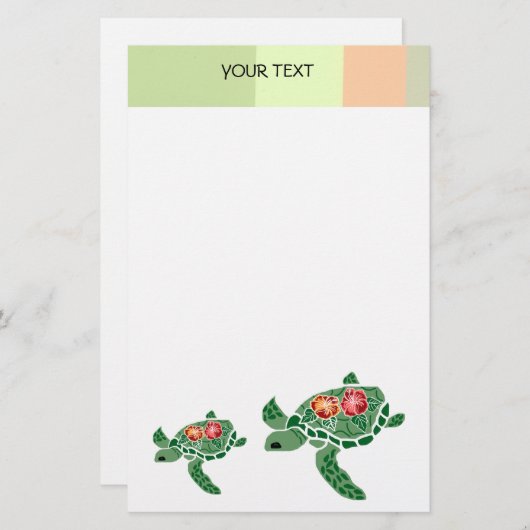 Hibiskus Blume Meeresschildkröte, stationär Briefpapier (Vorne/Hinten)