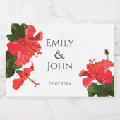 Hibiskus Blume Mini Sparkling Weinflaschen Etikett (Einzelnes Label)