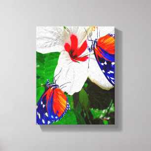 Hibiskus Blume mit 2 Tiger Langschwingende Schmett Leinwanddruck
