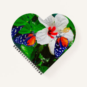 Hibiskus Blume mit 2 Tiger Langschwingende Schmett Notizblock