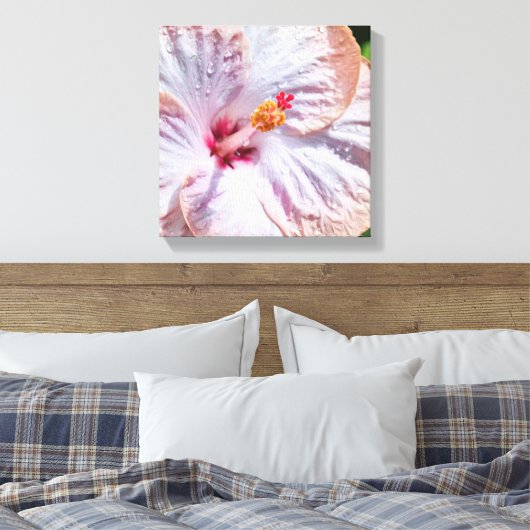Hibiskus Blume mit Dew Leinwanddruck (Insitu (Schlafzimmer))