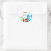 Hibiskus-Blume-Monogramm-Hochzeit Runder Aufkleber (Tasche)