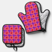 Hibiskus Blume Ofen Mitt und Pottenhalter Set (Vorderseite/Rückseite)