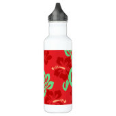 Hibiskus-Blume rotes Troisches Muster Monogramm Edelstahlflasche (Links)