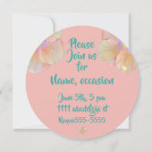 Hibiskus Blume türkis rosa Wasser Hawaii Einladung (Rückseite)