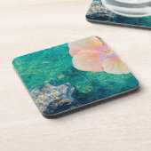 Hibiskus Blume türkisblaues Meer Hawaii Getränkeuntersetzer (Linke Seite)