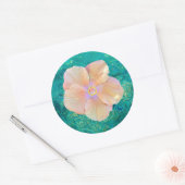 Hibiskus Blume türkisblaues Meer Hawaii Runder Aufkleber (Umschlag)