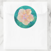 Hibiskus Blume türkisblaues Meer Hawaii Runder Aufkleber (Tasche)