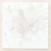 Hibiskus-Blume u. Watercolorhintergrund Glasuntersetzer (Rückseite)