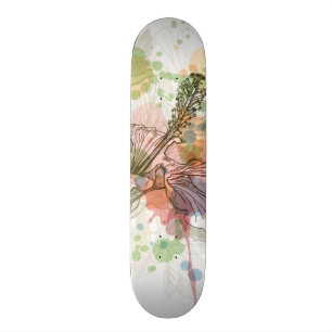 Hibiskus-Blume u. Watercolorhintergrund Skateboard