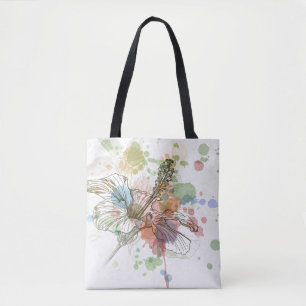 Hibiskus-Blume u. Watercolorhintergrund Tasche