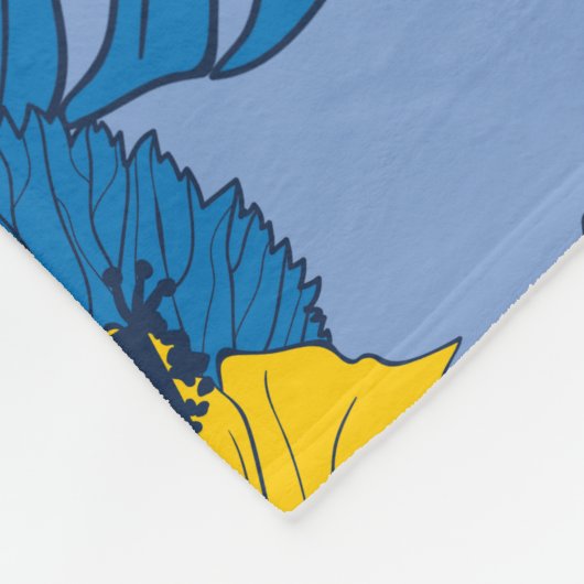 Hibiskus Blume und Blätter Fleecedecke (Ecke)