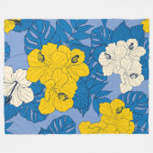 Hibiskus Blume und Blätter Fleecedecke (Vorderseite (Horizontal))