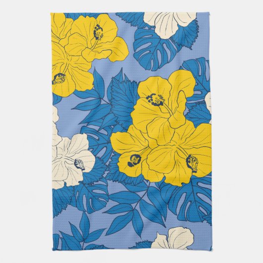 Hibiskus Blume und Blätter Geschirrtuch (Vertikal)