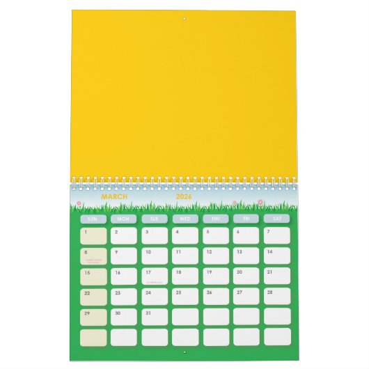 Hibiskus Blume und Blätter Kalender (Mär 2026)