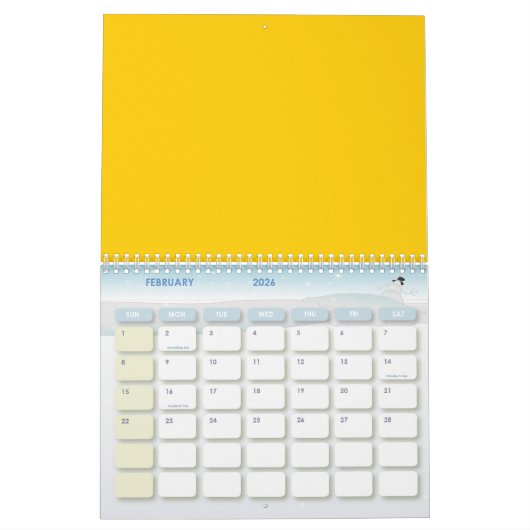 Hibiskus Blume und Blätter Kalender (Feb 2026)