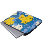 Hibiskus Blume und Blätter Laptopschutzhülle (Vorne Knopf)