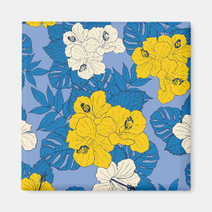 Hibiskus Blume und Blätter Magnet