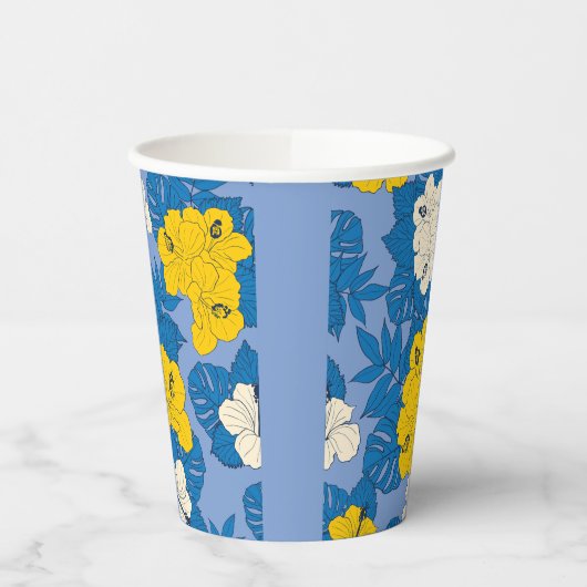 Hibiskus Blume und Blätter Pappbecher (Links)